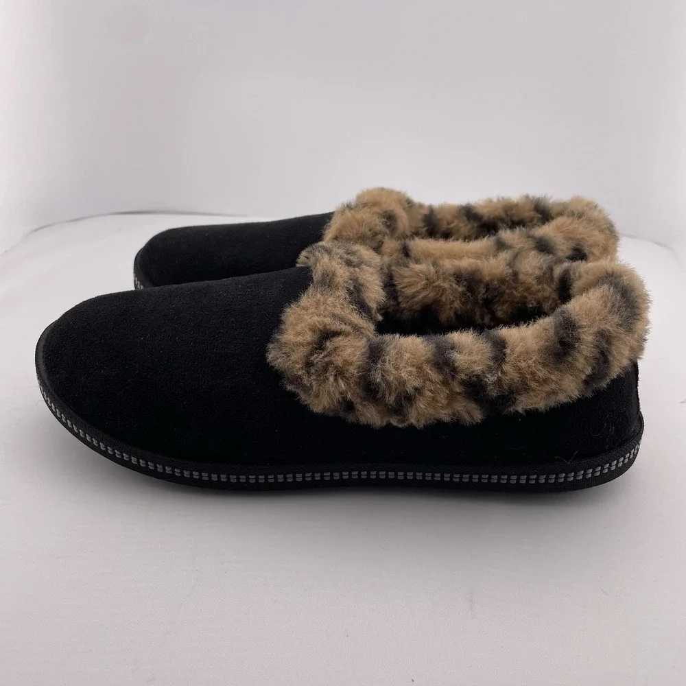 Skechers Cozy Campfire Loafer Slipper Size US 6 Black Leopard Print Women's - Picture 3 of 6